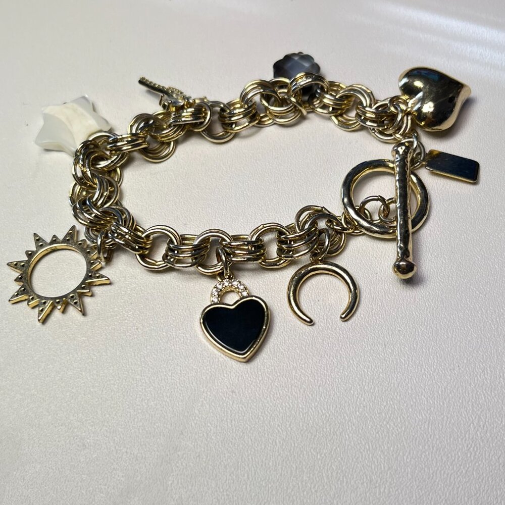 Luna Norte Gold Tone CZ Charm Bracelet Toggle Clasp - Picture 3 of 12